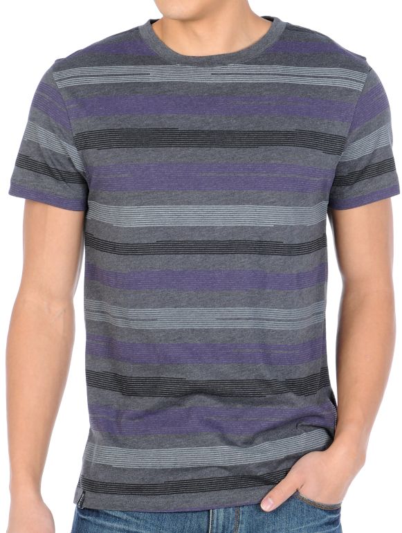 Empyre Ruled Grey Stripe Short Sleeve Knit Tee Shirt