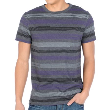 Empyre Ruled Grey Stripe Short Sleeve Knit Tee Shirt