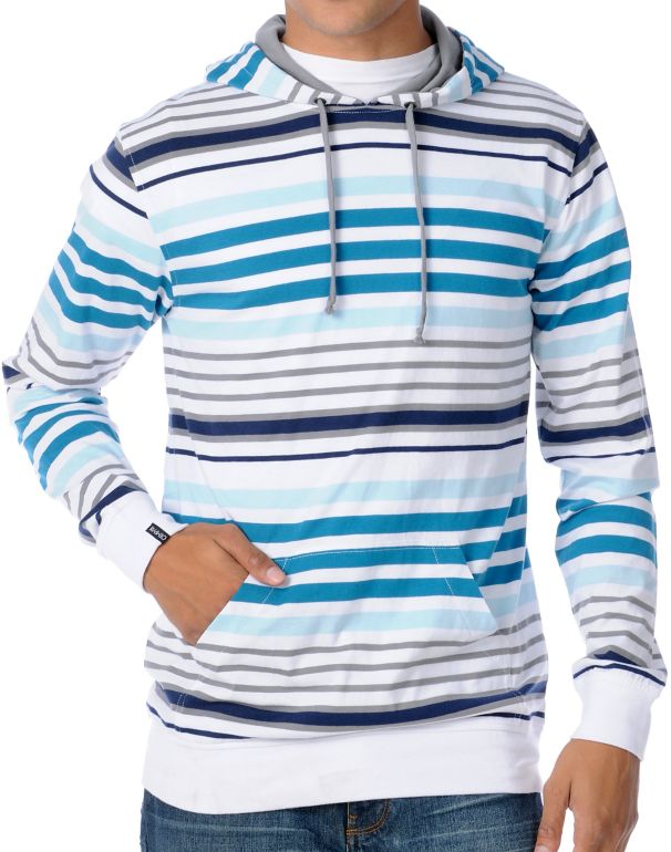 Empyre Go Big White Striped Pullover Hooded Shirt