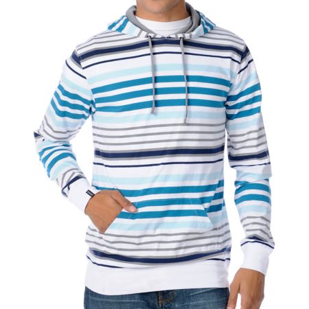 Empyre Go Big White Striped Pullover Hooded Shirt