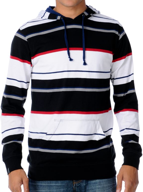Empyre Diabolical Black Striped Pullover Hooded Shirt