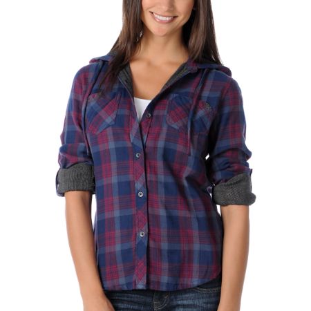 Fatal Charm Forage Plaid Purple Woven Shirt