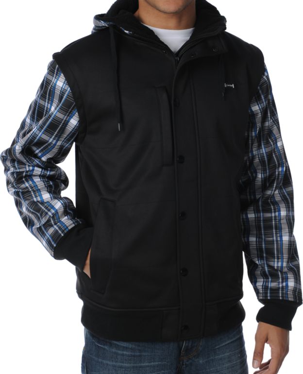 Aperture Octane Black & Plaid Tech Fleece Jacket