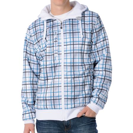 Empyre Malison White Plaid Sherpa 2012 Guys Zip Tech Fleece Jacket