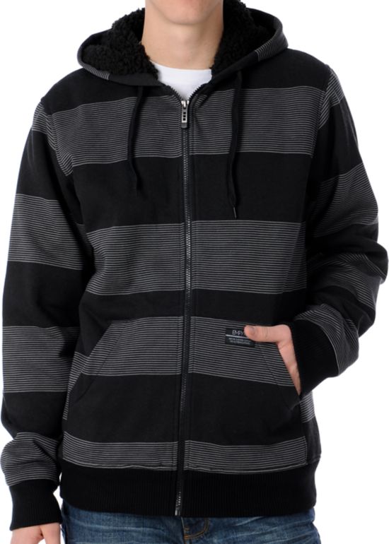 Empyre Gnomon Black Stripe Sherpa Fleece Hoodie