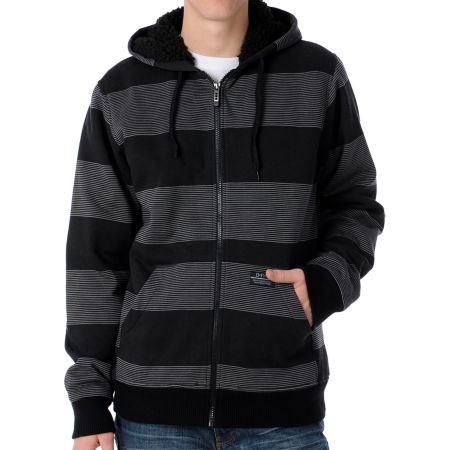 Empyre Gnomon Black Stripe Sherpa Fleece Hoodie
