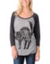 Obey Girls Bad Luck Black & Heather Grey Nubby Burnout Baseball Tee Shirt