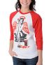 Obey Girls Pin Up Wings Red & White Baseball Tee Shirt