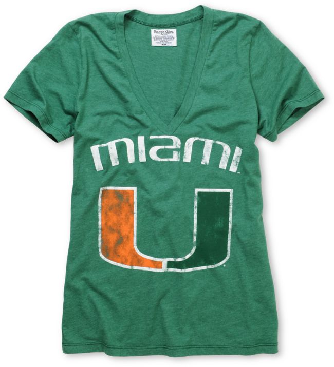 U of Miami Hurricanes V-Neck Girls College Football Tee
