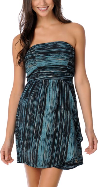 Volcom Girls Sketched Out Blue Tube Dress