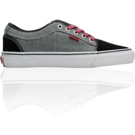 Vans Shoes Chukka Low Black & Grey Herringbone Skate Shoe