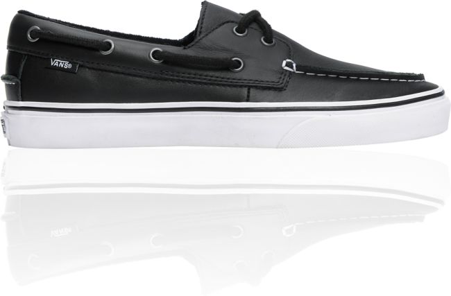 Vans Zapato Del Barco Black Leather Boat Shoe