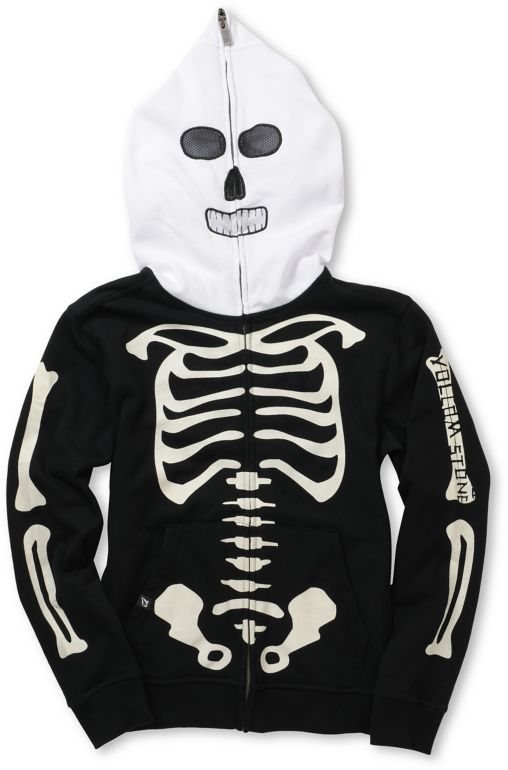 Volcom Boys Fear Skeleton Black Full Zip Face Mask Hoodie