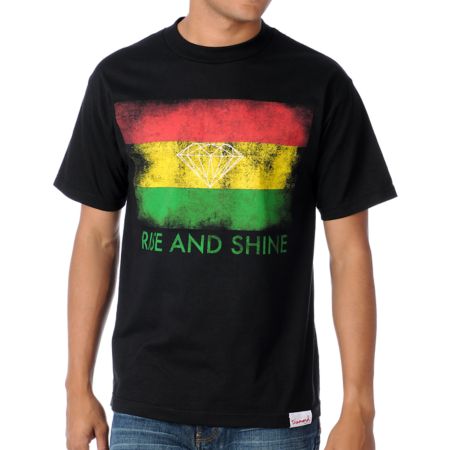 Diamond Supply Rasta Rise And Shine Black Tee Shirt