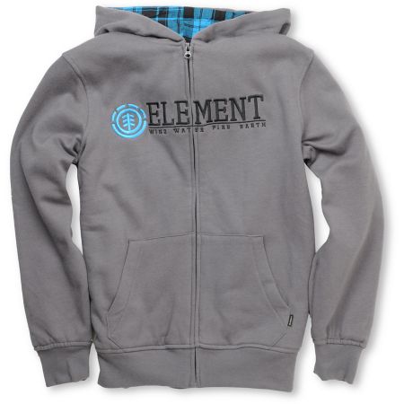 Element Boys Brody Grey Sherpa Zip Up Hoodie