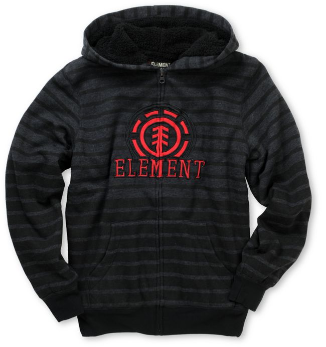 Element Boys Russel Black Stripe Sherpa Zip Hoodie