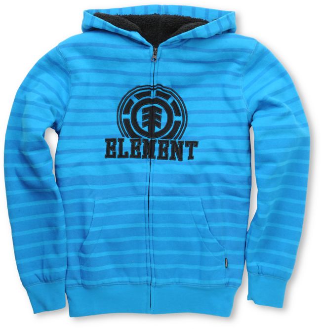 Element Boys Russel Blue Stripe Sherpa Zip Up Hoodie