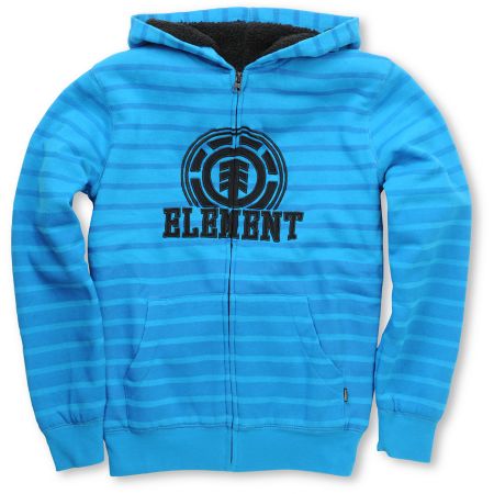 Element Boys Russel Blue Stripe Sherpa Zip Up Hoodie