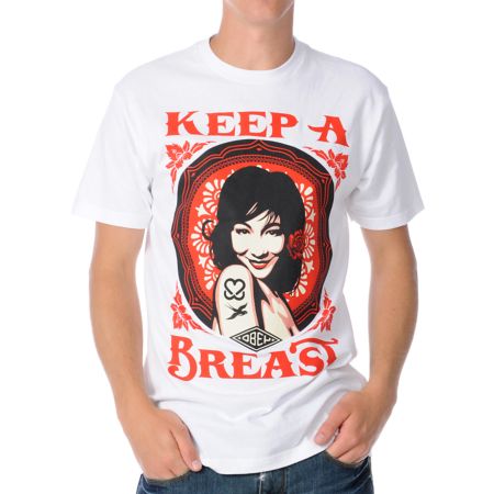 Obey x Keep A Breast Foundation White Tee Shirt