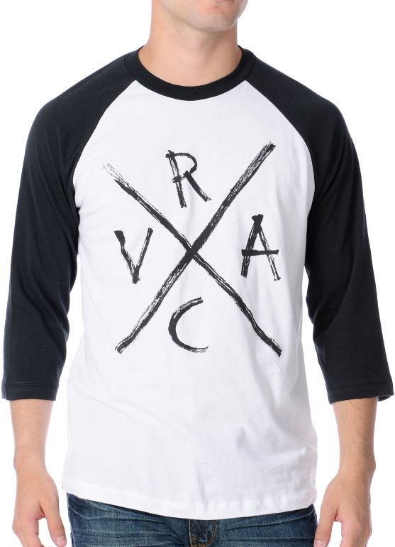 RVCA X White & Black Baseball Tee Shirt