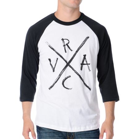 RVCA X White & Black Baseball Tee Shirt