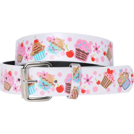 Cupcake Graphic Print Girls White Belt