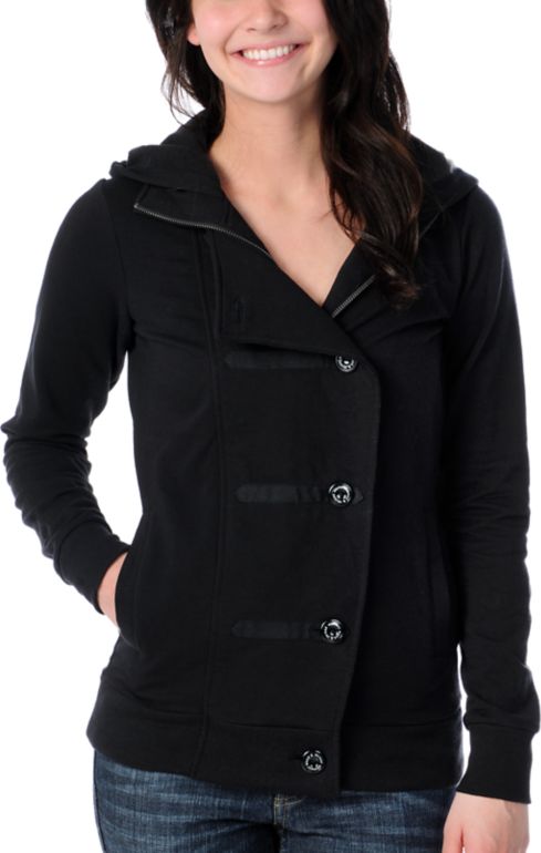 Element Girls Chester Black Hooded Fleece Jacket