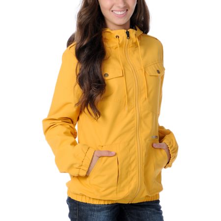 Volcom Girls Enemy Lines Yellow Windbreaker Jacket