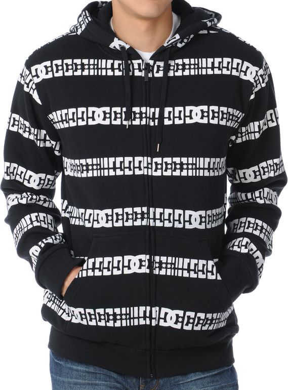 DC 2012 Vert Black Striped Sherpa Zip Up Hoodie