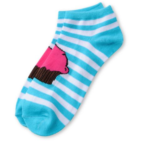 Cupcake Blue Stripe No Show Girls Socks