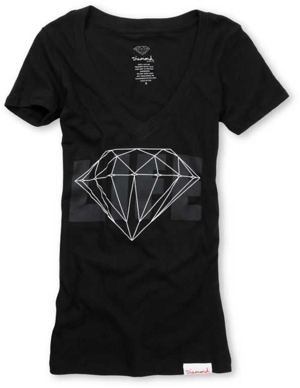 Diamond Supply Girls Diamond Life Black Tee Shirt