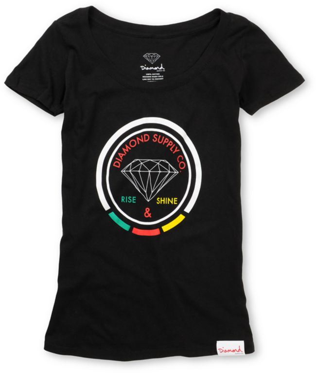 Diamond Supply Girls Rise And Shine Rasta Tee
