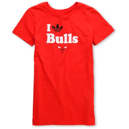 Adidas Bulls Trefoil Too Red Girls Tee Shirt
