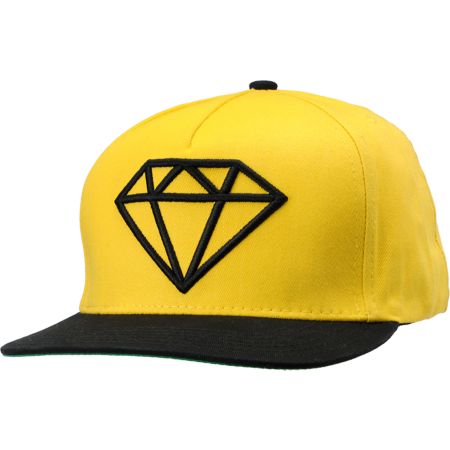 Diamond Supply Rock Black & Yellow Snapback Hat