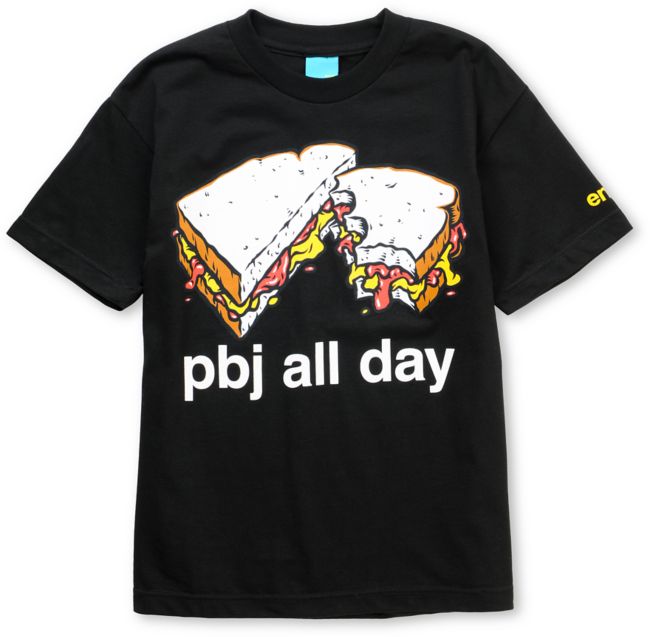 Enjoi PBJ All Day Boys Black Tee Shirt