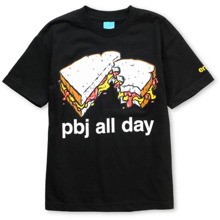 Enjoi PBJ All Day Boys Black Tee Shirt