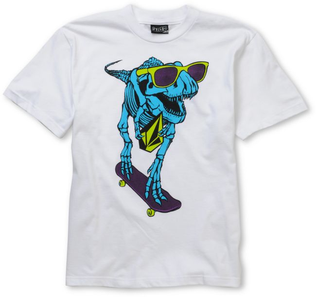 Volcom Boys Skate Dino White Tee Shirt