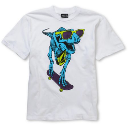 Volcom Boys Skate Dino White Tee Shirt