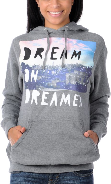 Glamour Kills Dream On Dreamer Skyline Grey Pullover Hoodie