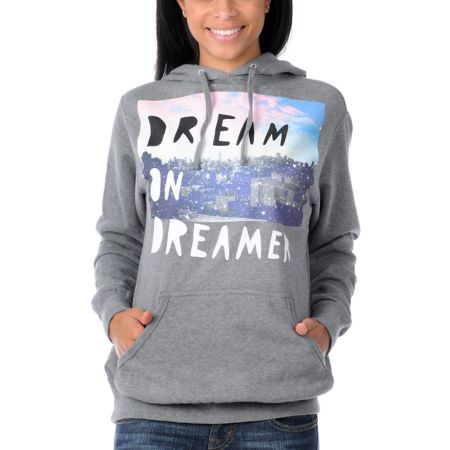Glamour Kills Dream On Dreamer Skyline Grey Pullover Hoodie