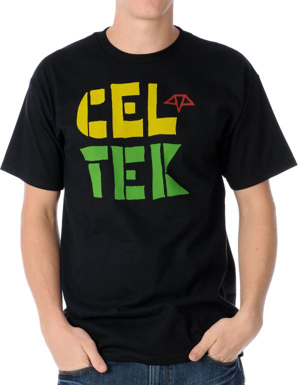 Celtek Outline Black & Rasta Tee Shirt