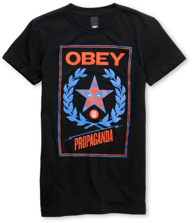 Obey Girls Classic Crest Black Tee Shirt
