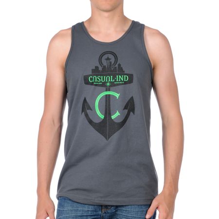 Casual Industrees Anchor Charcoal Tank Top