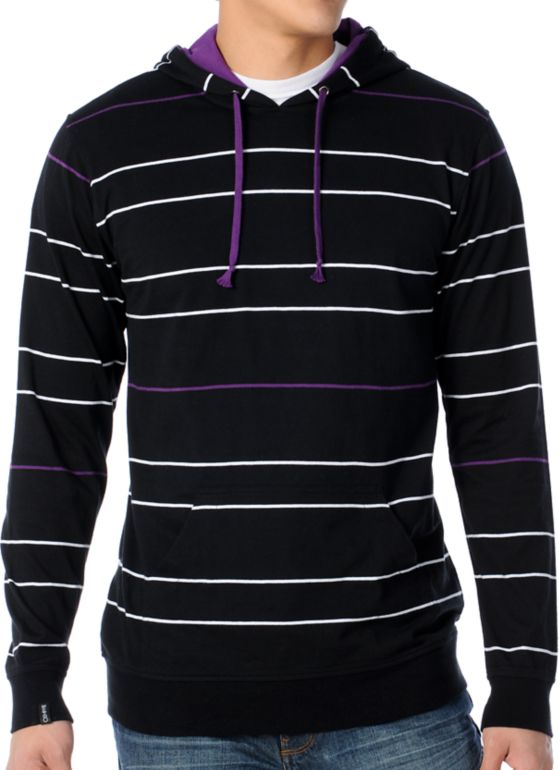 Empyre Refugee Black Stripe Knit Pullover Hoodie