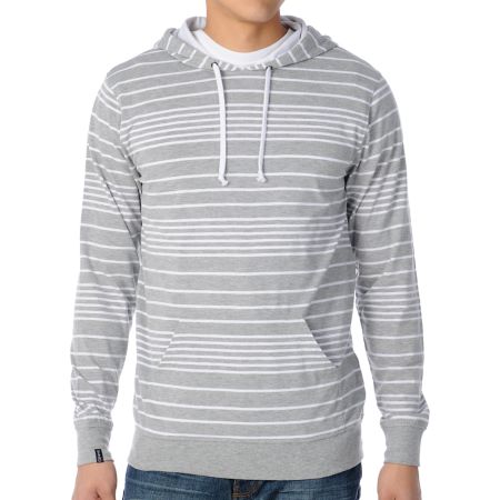 Empyre Squatter Grey Stripe Long Sleeve Pullover Hooded Shirt
