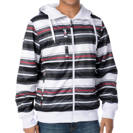 Empyre Banshee White & Black Stripe 2012 Sherpa Tech Fleece Hoodie