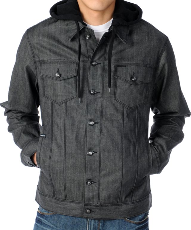 Dravus Evolution Guys Grey Hooded Denim Jacket