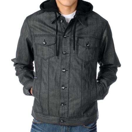 Dravus Evolution Guys Grey Hooded Denim Jacket