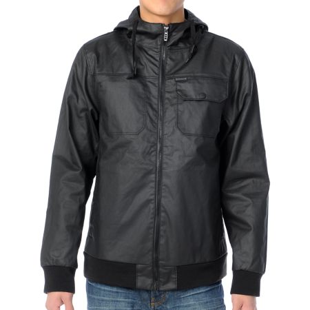 Empyre Stance Black Waxed Bomber Jacket 