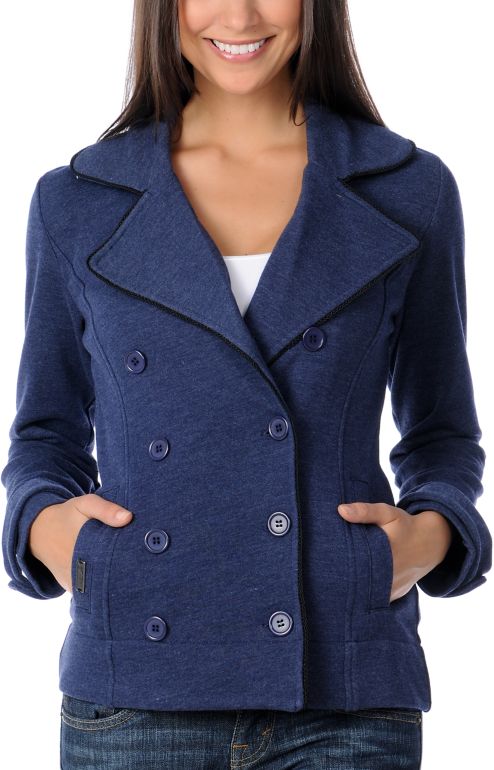 Stussy Heather Navy Harbor Terry Peacoat